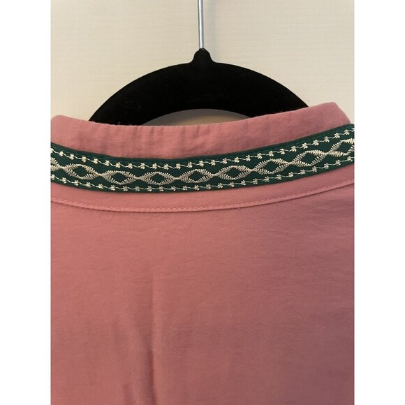 Mazik pink green silver & gold embroidered v-neck top sz L Bohemian - Picture 5 of 6